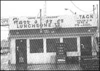 Hot-dog stand, site of the barrel, police evidence